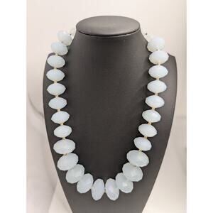 NY Faceted Blue Bead Necklace 18in Gold Tone Spacers Lobster Clasp